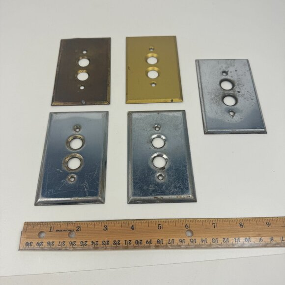 unbranded Other - 5‎ Vtg Knob and Tube Switch Plate Outlet Cover Metal Mix Worn Aged Rust Discolor